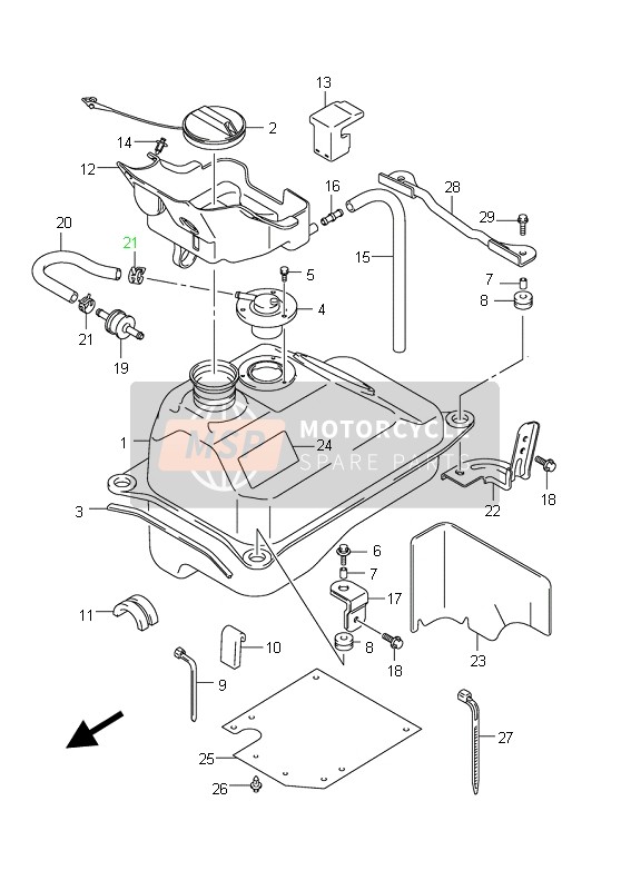 Suzuki AN400(A)(ZA) BURGMAN 2011 Fuel Tank (AN400 E19) for a 2011 Suzuki AN400(A)(ZA) BURGMAN